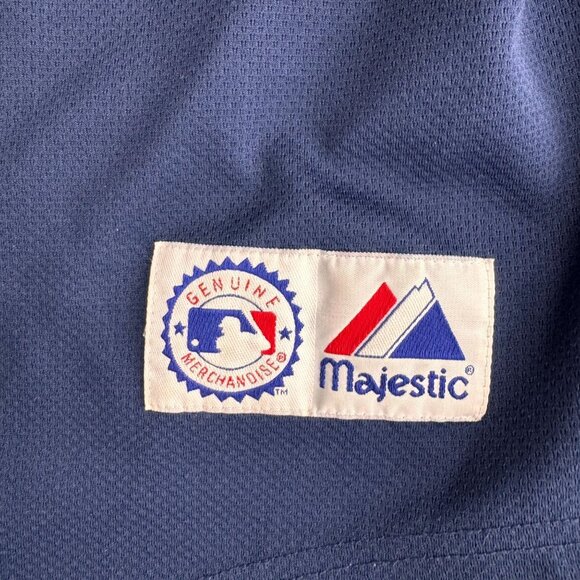 Vtg Majestic Red Sox Schilling 38 Jersey Blue Button Up MLB Genuine Baseball - Picture 5 of 8